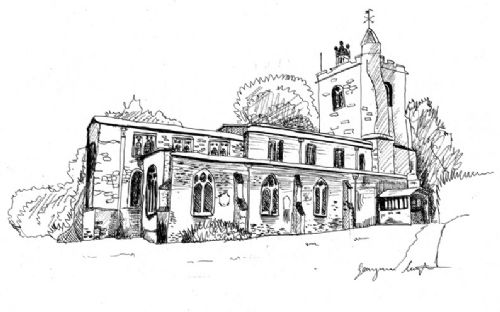 House or Venue Portrait Drawing - White Frame